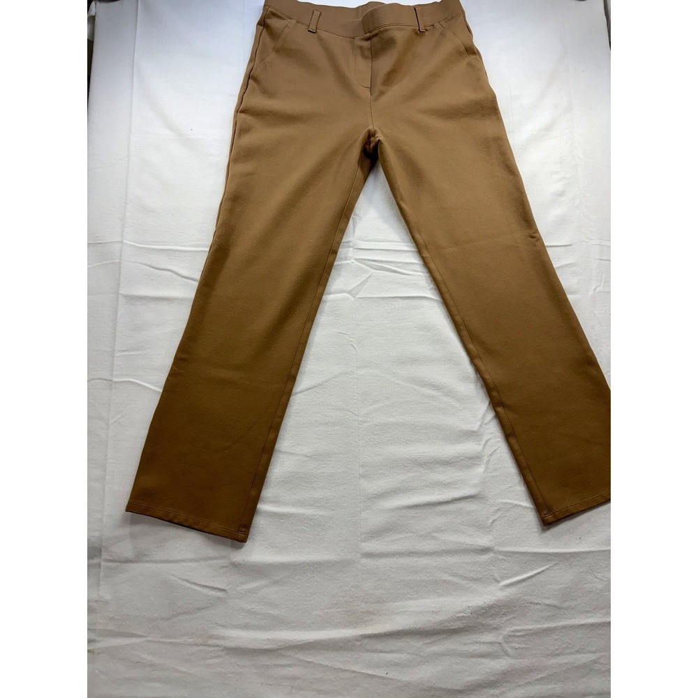 Quince Women's Brown Solid Flat Front Dress Pants  Size M